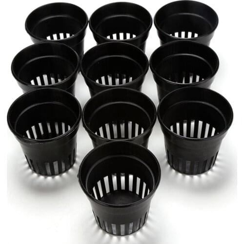 10pcs/lot 3inch + Clone Collar White Insert Root Guard Hydroponic Flower Plant Green Grow Heavy Duty Black Mesh Pot Net Basket
