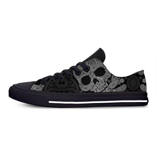 SKull Skeleton PAisley Horror Halloween Aesthetic Casual Cloth Shoes Low Top Lightweight Breathable 3D Print Men women Sneakers