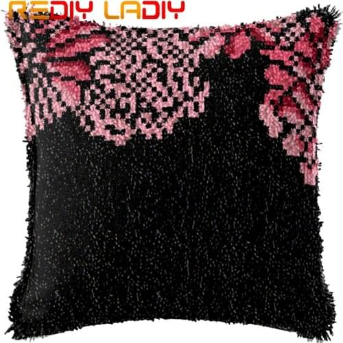 Latch Hook Cushion Pink Daisy Pre-Printed Canvas Cushion Cover Acrylic Yarn Crochet Pillow Case Set Hobby & Crafts Home Decor