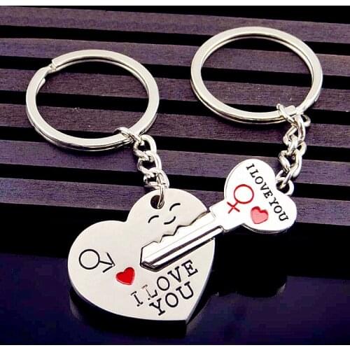 Cute Girls Love Heart Couple Keychain Women Gadgets For Men Key Chains On Bag Trinket Jewelry Wedding Female Valentine Day Gift