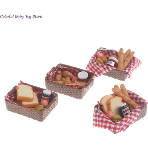 1 :6 /1: 12 Dollhouse Miniature Bread Basket Simulation Food Model Toys DollHouse Decoration