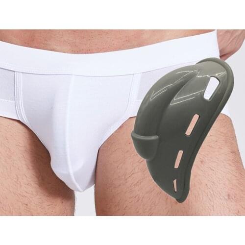 Mens Enlarge Penis Pouch TPR Silicone Pad Protection Push Up Cup Swimwear Boxer Shorts Sexy Underwear Removable Inside Enhance