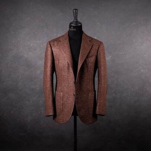 Mens Suit Top Solid Smart Casual Style Singal-Breasted V-Sleeve Jacket Fashion Handsome Overcoat