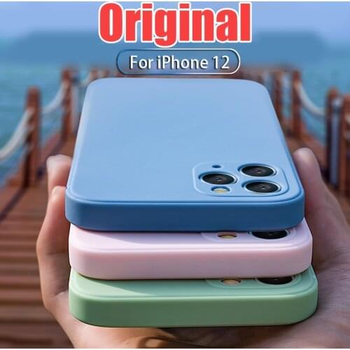 For iPhone 7 6S 8 Plus Case Luxury Original Liquid Silicone Soft Cover For iPhone 11 12 Pro X XR XS Max Shockproof Phone Case D