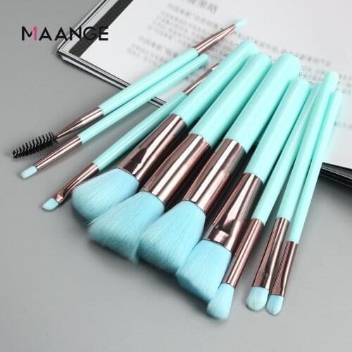 MAANGE 10 PCSMakeup Brushes Tool Set Cosmetic Powder Foundation Blush Blending Eye Shadow Make Up Brush Cosmetic Beauty Tool Kit