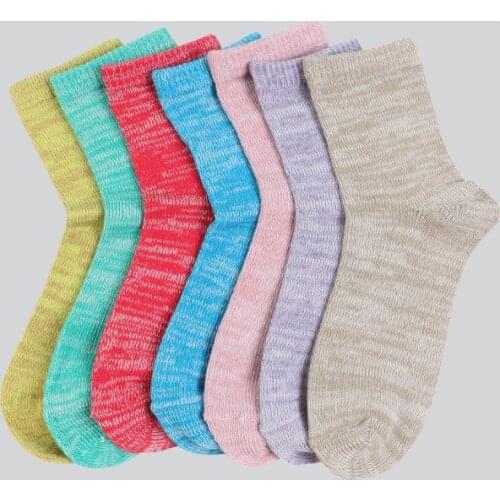 DONG AI 7 Pairs Autumn Winter Women Socks Needle And Thread Twist Thick Warm Candy Color Lady Cotton Socks Tube Sox Hosiery