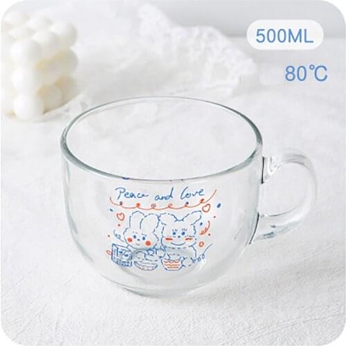 Очки кружка Cereal Breakfast Handle Oatmeal Milk Tea Cup Girl Cute Pot Belly Glass Home Good-Looking Drinking Water Coffee Mugs