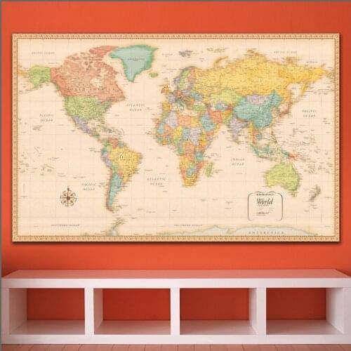 Large size Printing Painting Art Wall Map of the World wall art Home Decor Living Room Modern Canvas Print Paintings no frames