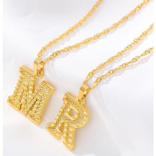 Initial Letter Necklaces For Women Girls Gold Color Initial Pendant Thin Chain English Letter Jewelry Alphabet Party Gifts