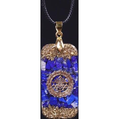 Orgonite Energy Pendant Natural Lapis Lazuli Reiki Energy Necklace Mysterious Resin Chakra Stone Growth Business Amulet
