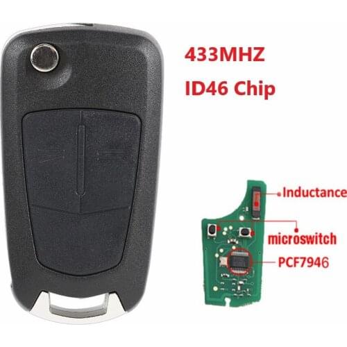 Remote Key Fob 2 Button 433MHz PCF7946 Chip For Vauxhall Opel Astra H Zafira B 2005-2010 remote control