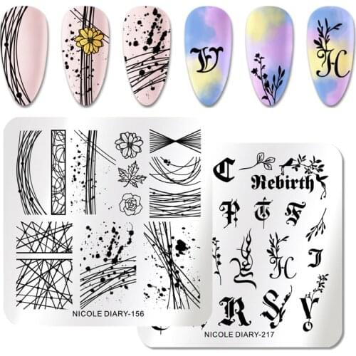 NICOLE DIARY Nail Art Stamp Plate Nail Stamping Template Flower Geometry Animals DIY Nail Designs Image Print Stencil