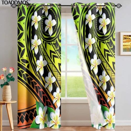TOADDMOS Hawaii Plumeria Polynesian Design Premium Living Room Sunblind Bedroom Blackout Curtains Window Decoration Cortina