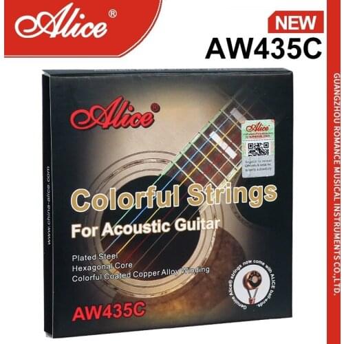 Alice AW435C-SL Colorful Acoustic Guitar Strings, 6 Strings/Set, Super Light.011-.052, Anti-Rust Coating