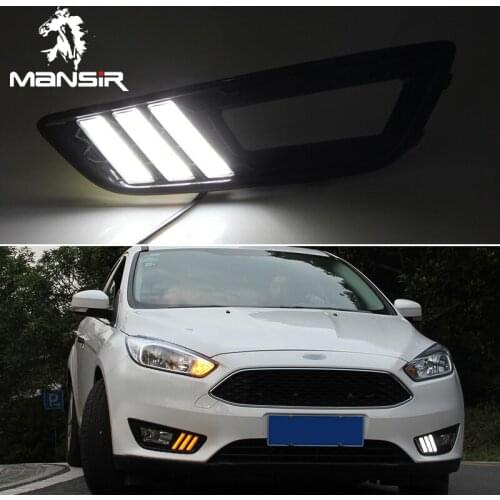 LED Daytime Running Light Daylight ABS Car DRL For Ford Focus 3 MK3 2015 2016 2017 2018 Turning Signal headlights Auto Foglamps