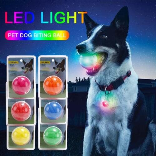 LED Luminous Pet Dog Bite Ball Colorful Transformation Effect Dog Balls Dog Luminous Ball Interactive Dog Toys