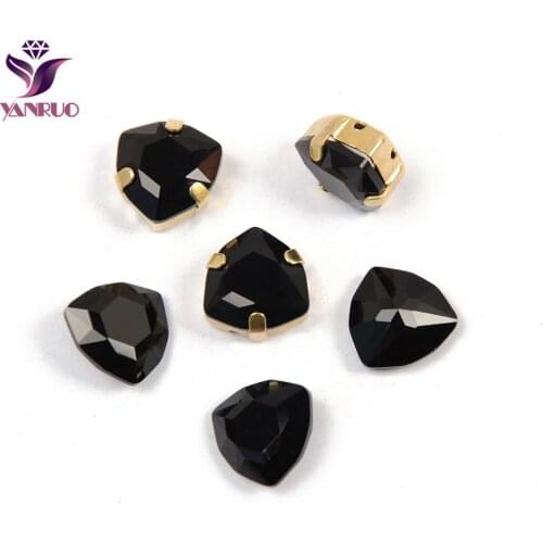 YANRUO 4706 Trilliant Jet Stones And Crystals Black Sew Fancy Rhinestones For Sewing Vestido Applications