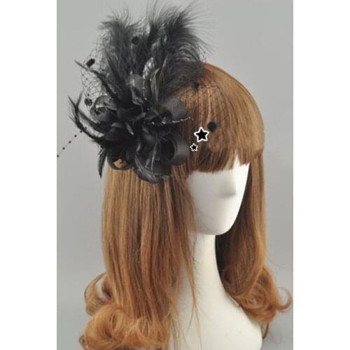 2016 Korean Handmade Women Wedding Feather Mesh Fascinators Hair Clip Aristocratic Banquet Bride Flower Corsage Dress Brooch