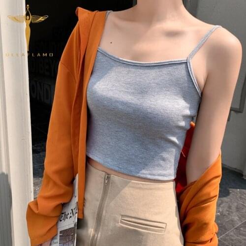 Sexy Camisole Womens Skinny Casual Tank Vest Tops Solid Color Bottoming Summer Vest Tops Femme Spaghetti Strap Crop Tanks Camis