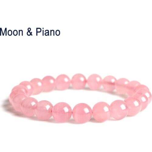 Rose Quartz Bracelet Natural Pink Crystal Bead for Women for Love for Gift Classic Natural Stone Charms Party Jewelry