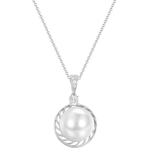Trendy Pearl Necklace 925 Silver Jewelry with Zircon Gemstone Pendant for Women Wedding Promise Party Gift Ornaments Wholesale