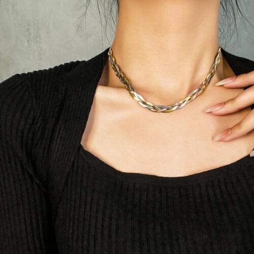 KIOOZOL Women Snake Necklace Stainless Steel Necklace Rose Gold Silver Color Necklace For Women Fashion Trend Jewelry 280 KO2