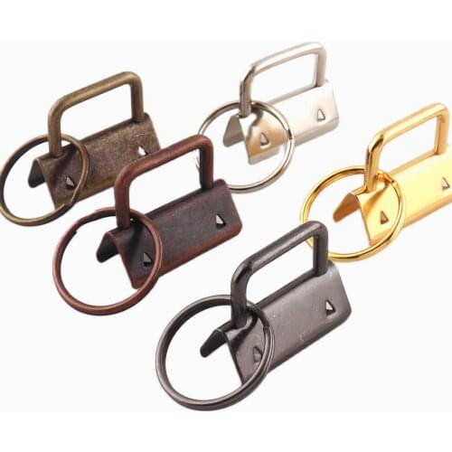 1"inch Metal rainbow Key Fob Hardware with Key Rings wrist lanyard, key chain hardware for fabric faux leather leather Ribbon