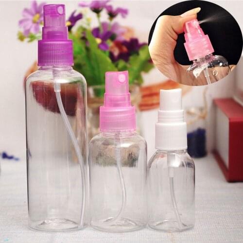 1PC 30/50/100ml Empty Spray Bottle Plastic Clear Perfume Atomizer Refillable Bottle Pump Bottles with Cap Transparent Travel