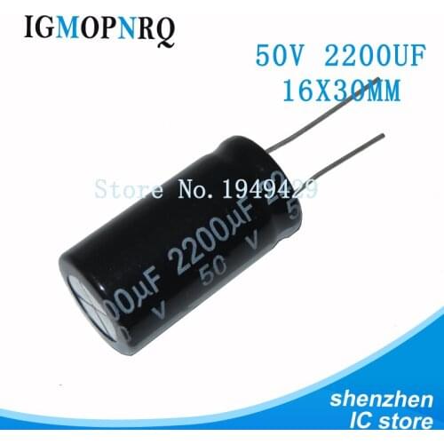 10pcs 50V2200UF 16*30mm 2200UF 50V 16*30 new aluminum electrolytic capacitor