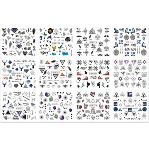 12PCS Geometric Nail Stickers Set Water Sliders Transfer Cute Animal Corgi Design for DIY Manicure Nail Art Decals Decoration