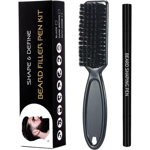 2-in-1 Waterproof Natural Hair Moustache Eyebrow Beard Filler Pen Pencil Sharpen & Define Patchy Beards Long-lasting Black New