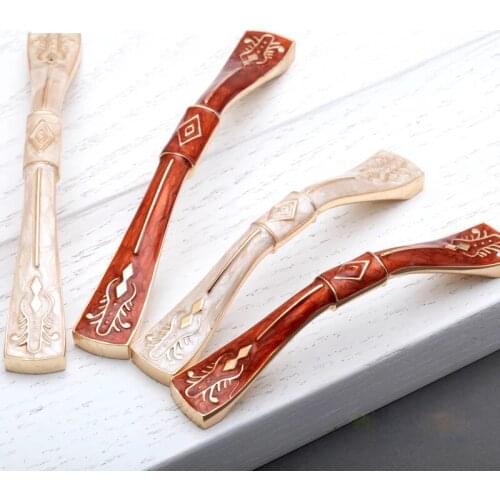 3.8"Simple amber red furniture handle Antique Gold wardrobe handle 5" European pastoral drawer handle Wardrobe solid pull handle