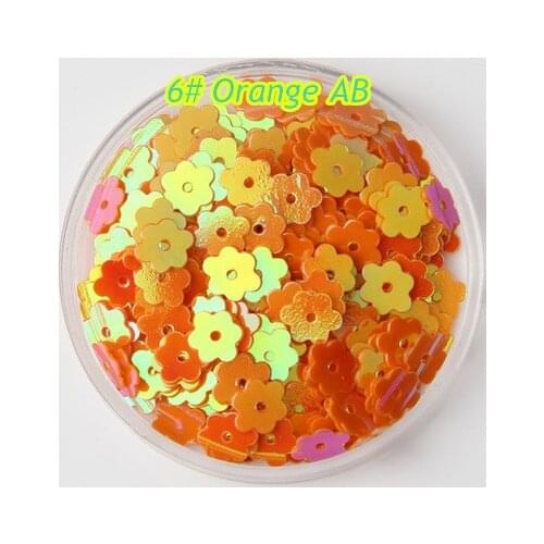 3000pcs/lot PVC Sequins 6mm Flower With 1 Center Hole Plum Blossom Flat Loose DIY Sewing Materials 6# Orange AB Confetti