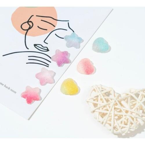 5Pcs New 3D Fudge Nail Art Decoration Sweet Lovely Gradient Heart Star Candy Jelly Sugar Nail Jewelry DIY Manicure Accessories