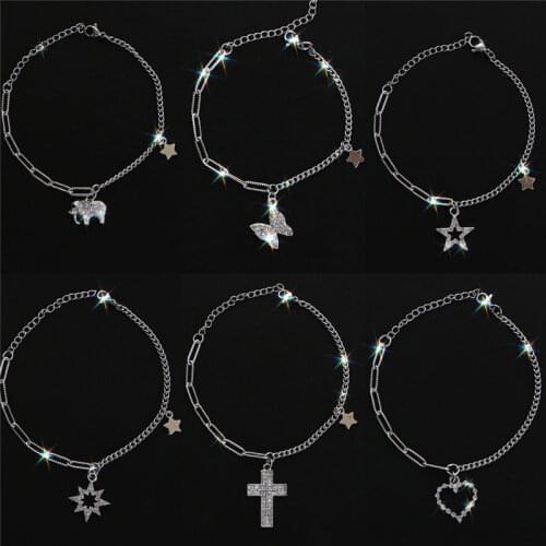 Prevent Allergy Stainless Steel Wedding Bracelet for Women Couples Classic Crystal Heart Cross Star Butterfly Hand Jewelry Gifts