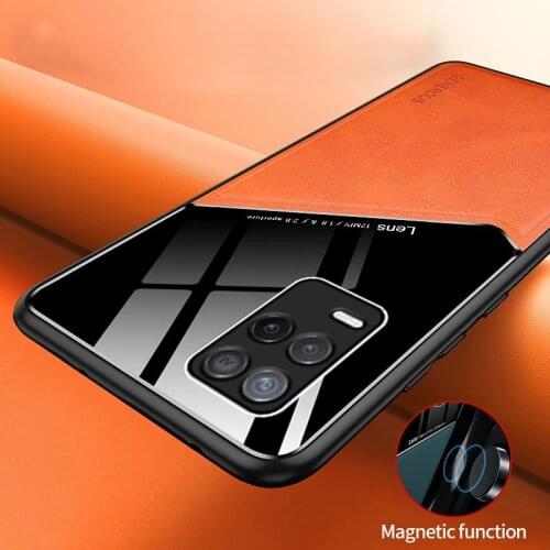 PC+PU Leather Texture Car Magnetic Holder Phone Covers For Realme Realmi Narzo 30 Narzo 5G Case TPU Soft Bumper Shockproof Coque