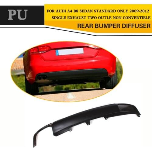Black PU Primer Car Rear Bumper Lip Diffuser For Audi A4 B8 Standard Sedan 4 Door Only 09-12