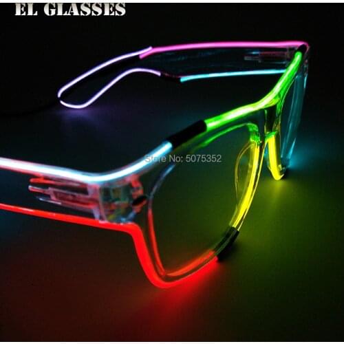 Colorful Light Up EL Wire Glasses Neon Luminous Flashing Sunglasses Halloween Party Rave LED Glasses For Night Club