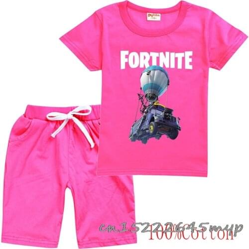 Game Fortnite Cartoon Childrens Pajamas Short-sleeved Suit T-shirt Shorts Suit Childrens Short-sleeved Shorts gift