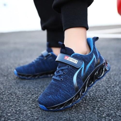 Kids Air Cushion Running Sneakers Boys Fashion Breathable Mesh Sport Shoes Children Non-slip Lightweight Black Sneakers Girls