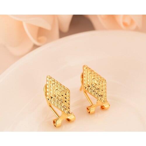 Dubai India Saudi Jewelry Africa Ethiopia Earrings for Women/Girl,Gold Color Trendy African Map Jewelry clip Earring Woman Mom