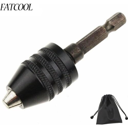 FATCOOL 1pcs 0.3-6.5mm Keyless Drill Bit Chuck 1/4" 6.35mm Hex Shank Screwdriver Impact Driver Adapter Converter