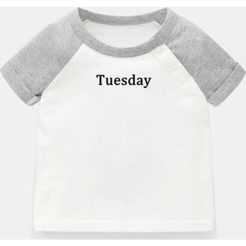 Tuesday Street Printed Tops Funny Design Newborn Baby T-shirts Toddler Graphic Raglan Color Short Sleeve Tee Tops