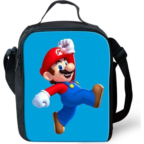 HaoYun Kids Insulated Lunch Bag Super-Mario-Game-Prints-Pattern Students Water-proof Lunch Box Girls Picnic Snacks Container