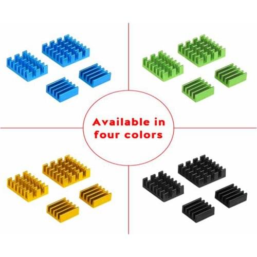 4pcs Raspberry Pi 4 Heat Sink Aluminum Heatsink Cooler Kit Radiator Colden Green Black Blue for Raspberry Pi 4 Model B