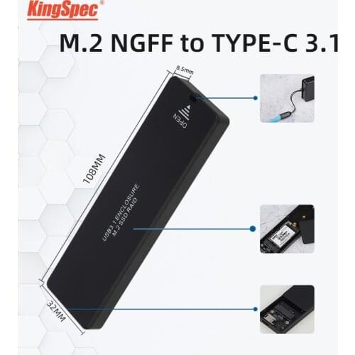 KingSpec m.2 SATA To USB 3.0 SSD Enclosure External HD Hard Drive Disk Box m2 ssd case Storage Case Adapter Support m.2 SSD