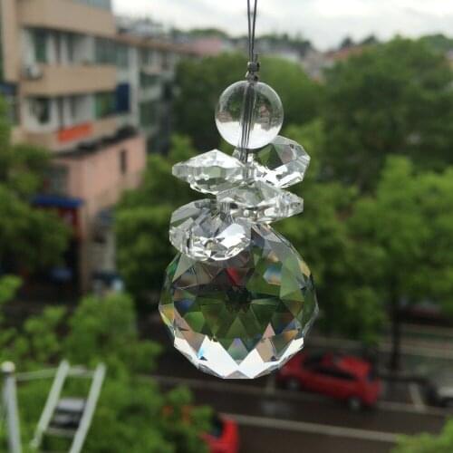 Beautiful K9 Clear Crystal Suncatcher 30mm Faceted Ball+Glass Octagonal Beads For Chandelier Parts, Wedding Hanging Decoration