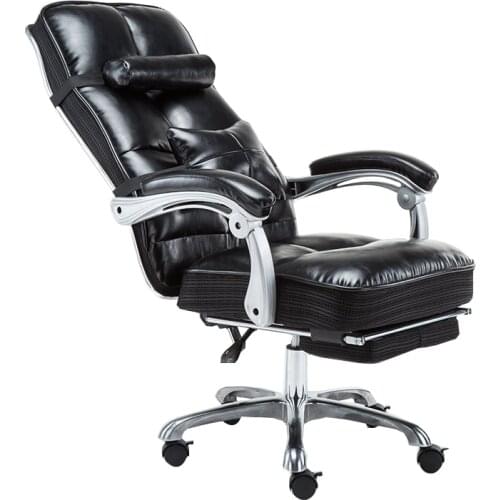 Home boss reclining real leather swivel chair simple lifting office game chair