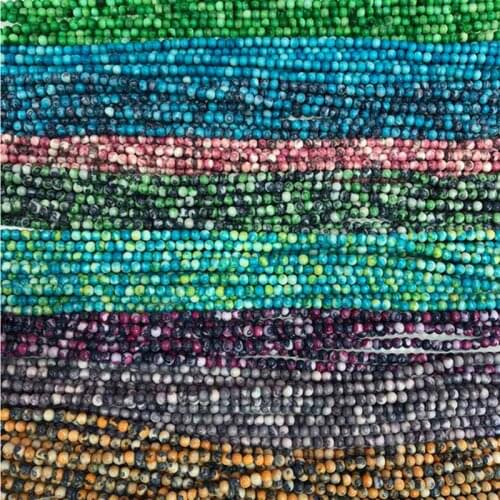 1 Strand 3mm Fancy Riverstone Loose Beads 9 Colors Round Stone Beads For Jewelry Making Women Necklace Earrings Handmade Finding