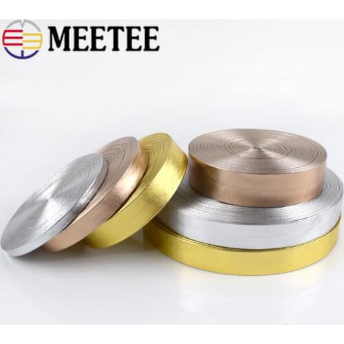 Meetee 5M 5-30mm Width Synthetic PU Leather Ribbon Gold Silver Bag Cords DIY Clothing Jewelry Decor Bows Band Necklace Material